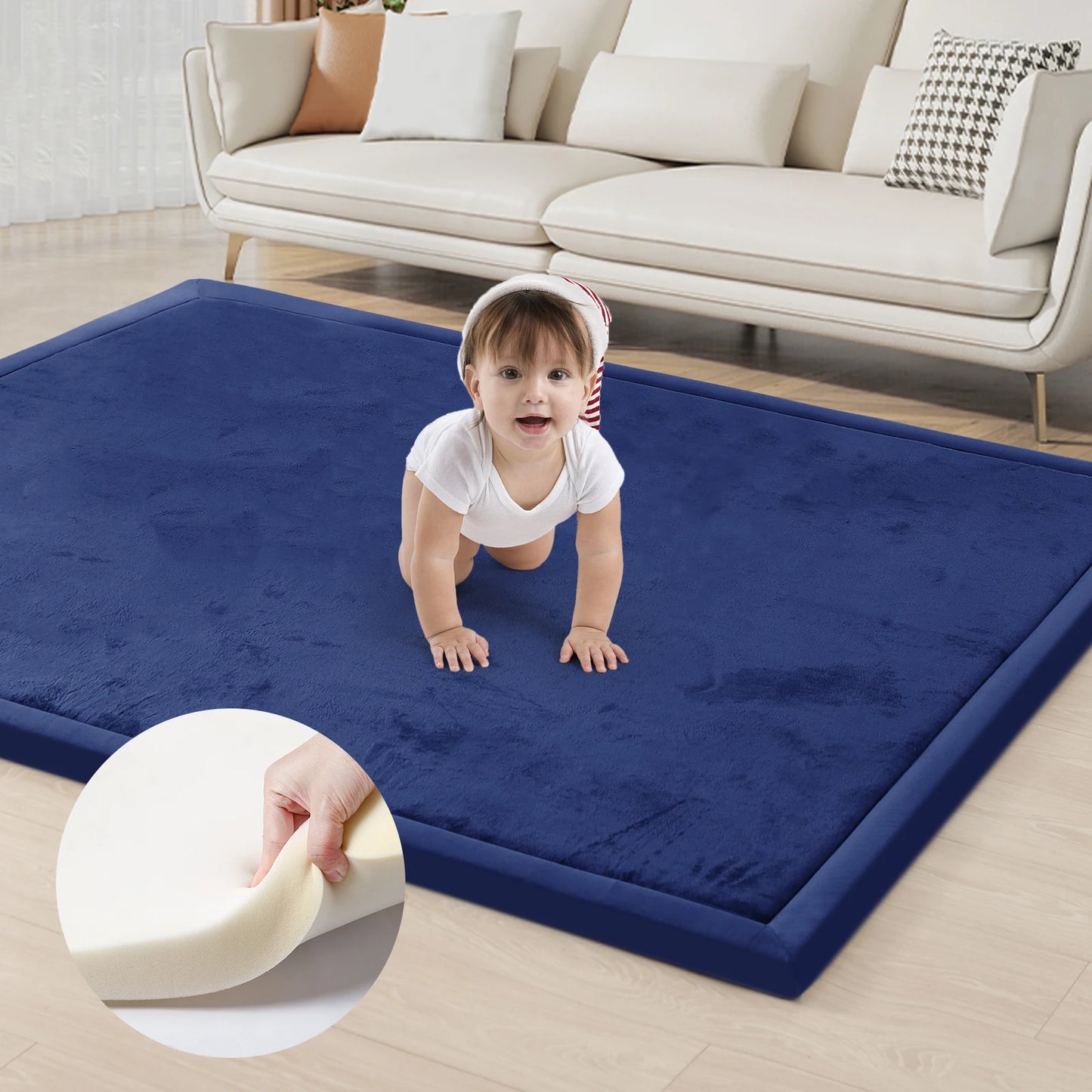 Huloo Sleep Memory Foam Playpen Mat With Non Slip Bottom