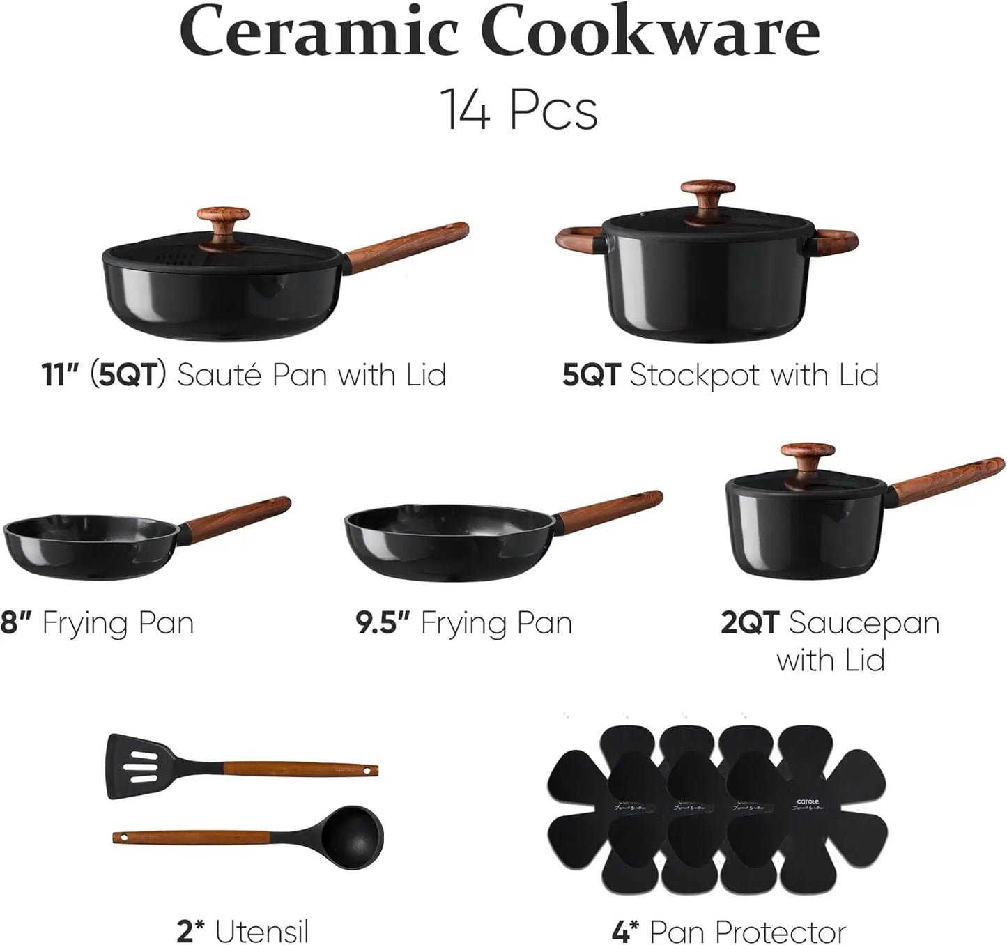 XMSJ Ceramic Cookware Set Nonstick Pots And Pans Healthy Cooking