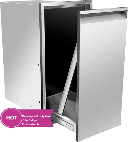 Built In Single Trash Drawer Outdoor Kitchen Stainless Steel