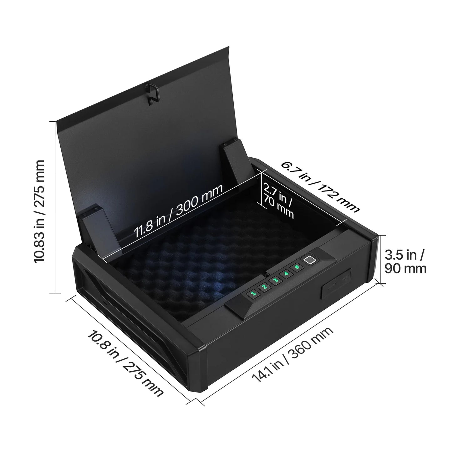 Gun Safe Slider 3 Way Quick Access Fingerprint Password Key