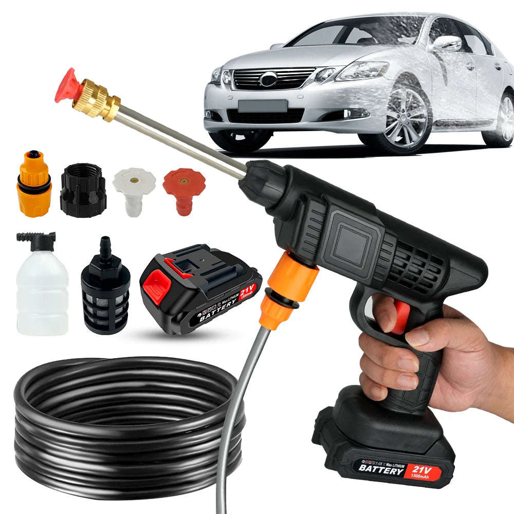 Cordless High Pressure Car Cleaning Gun With Battery Foam Cannon Hose