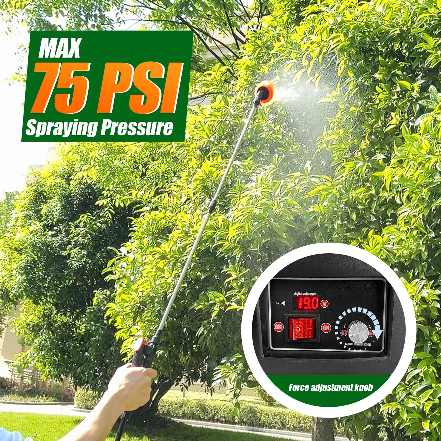 Garden Electric Sprayer Telescopic Wand 100 PSI With Five Nozzles