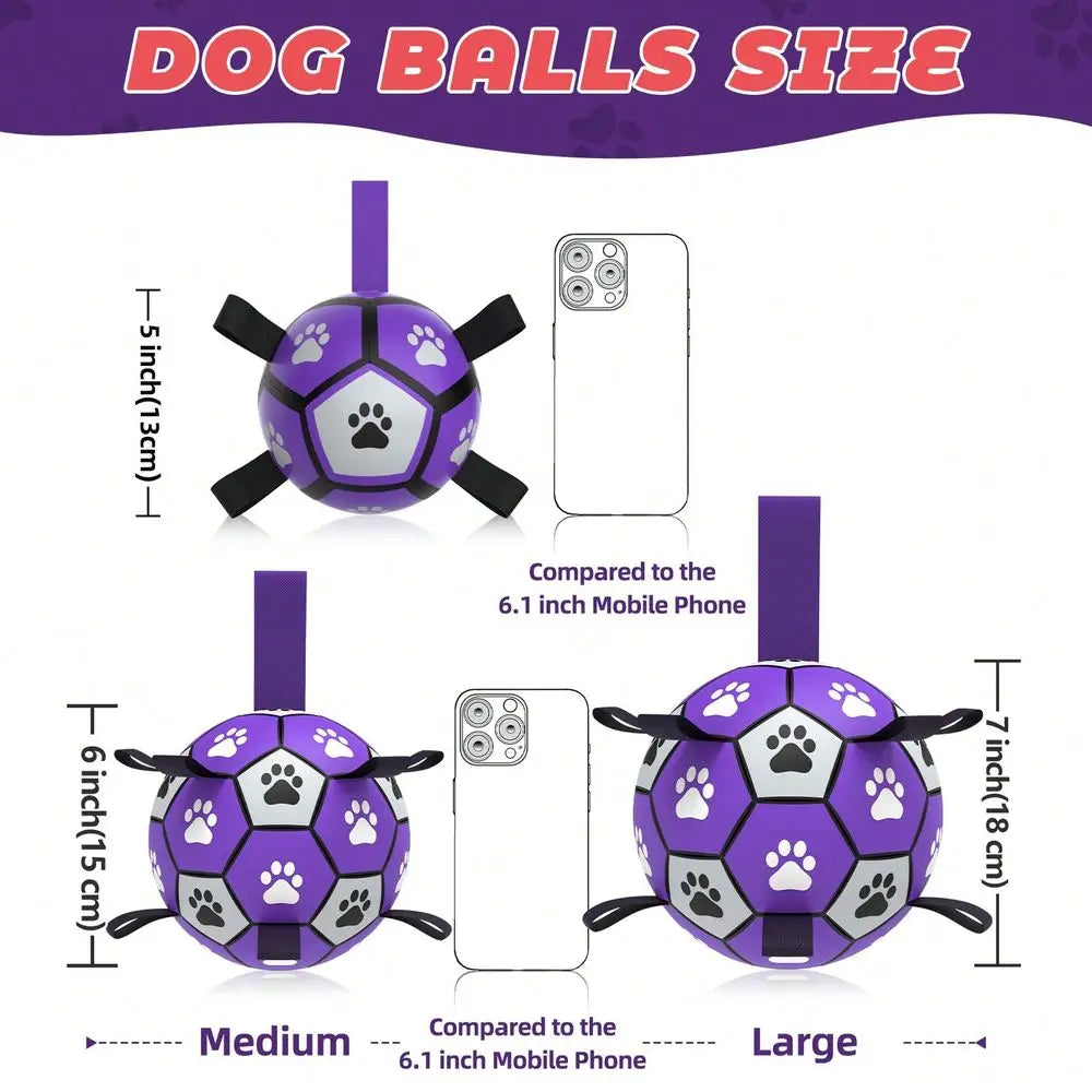 Dog Football Toy With Woven Band Indoor Outdoor Play