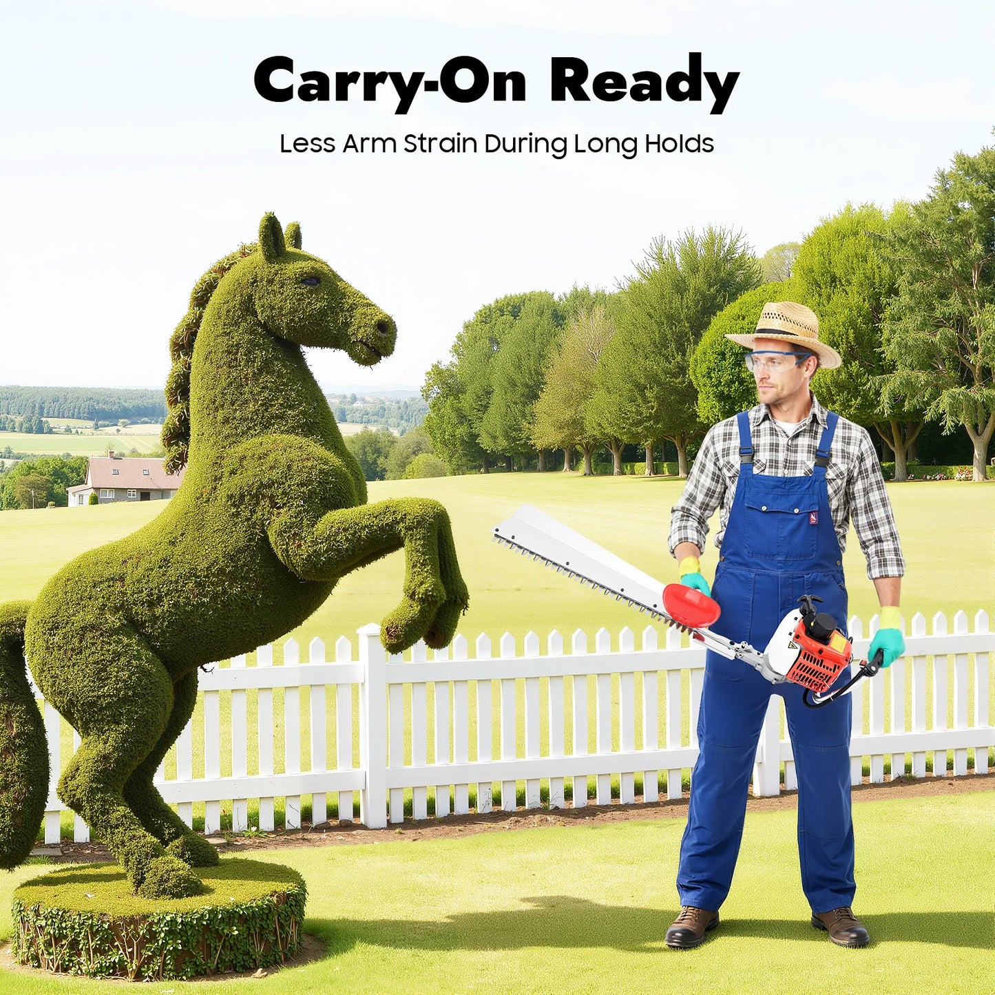 Bymaocar Hedge Trimmer 22.5cc Gas Powered Single Edge Hedge Cutter