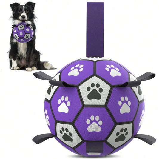Dog Football Toy With Woven Band Indoor Outdoor Play
