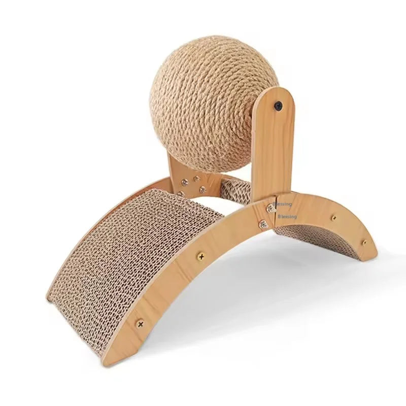 Wooden 2 In 1 Cat Scratcher Ferris Wheel Sisal Ball
