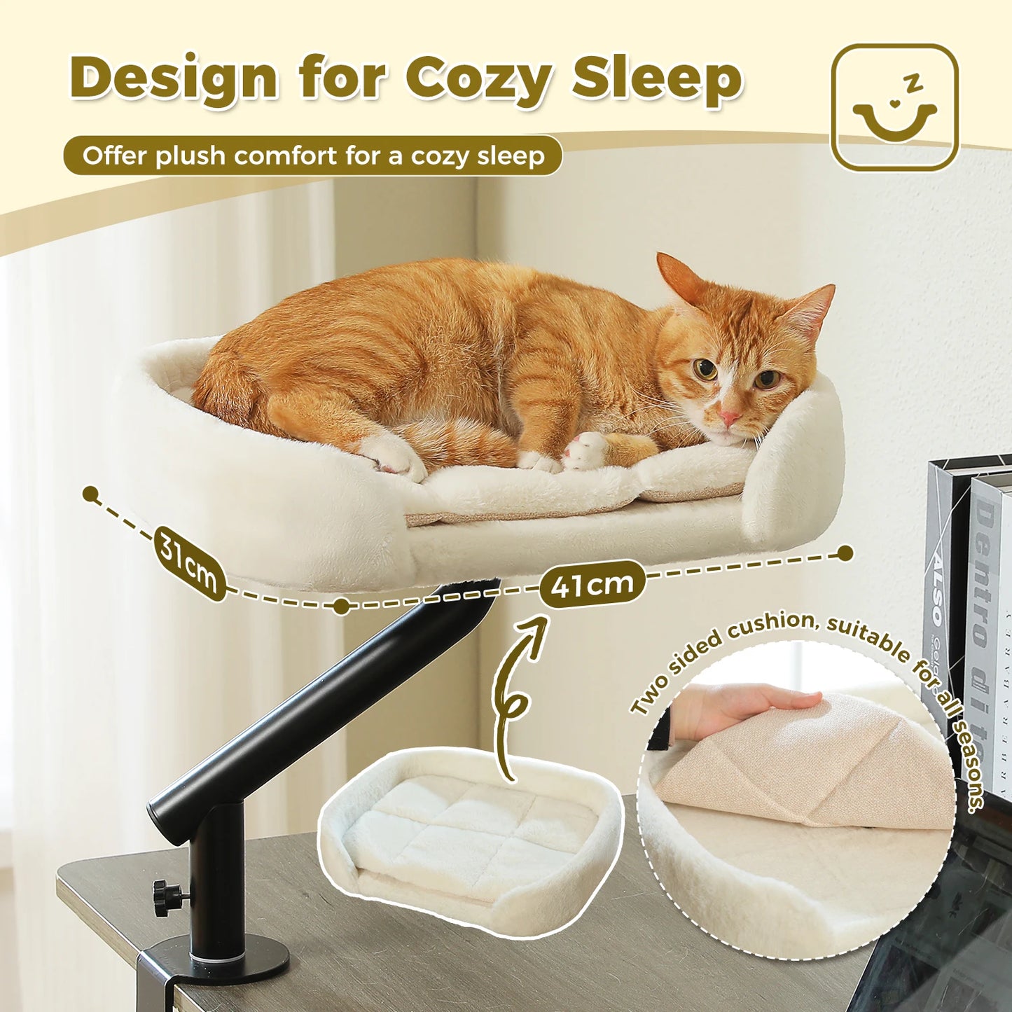 PAWZ Road Cat Desk Bed 360 Rotatable Stand With Adjustable Hammock
