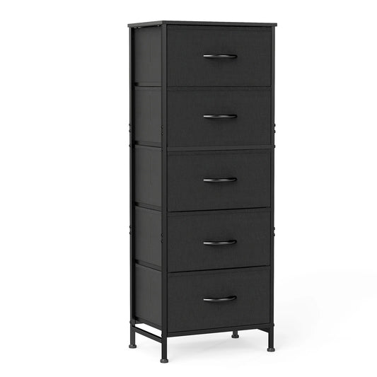 JHK Dresser With Five Fabric Drawers for Bedroom Storage Cabinet