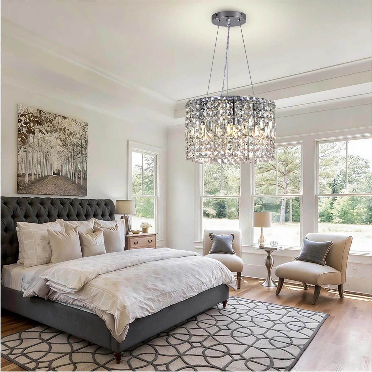 DF Light House Modern Crystal Chandelier for Living Room Pendant