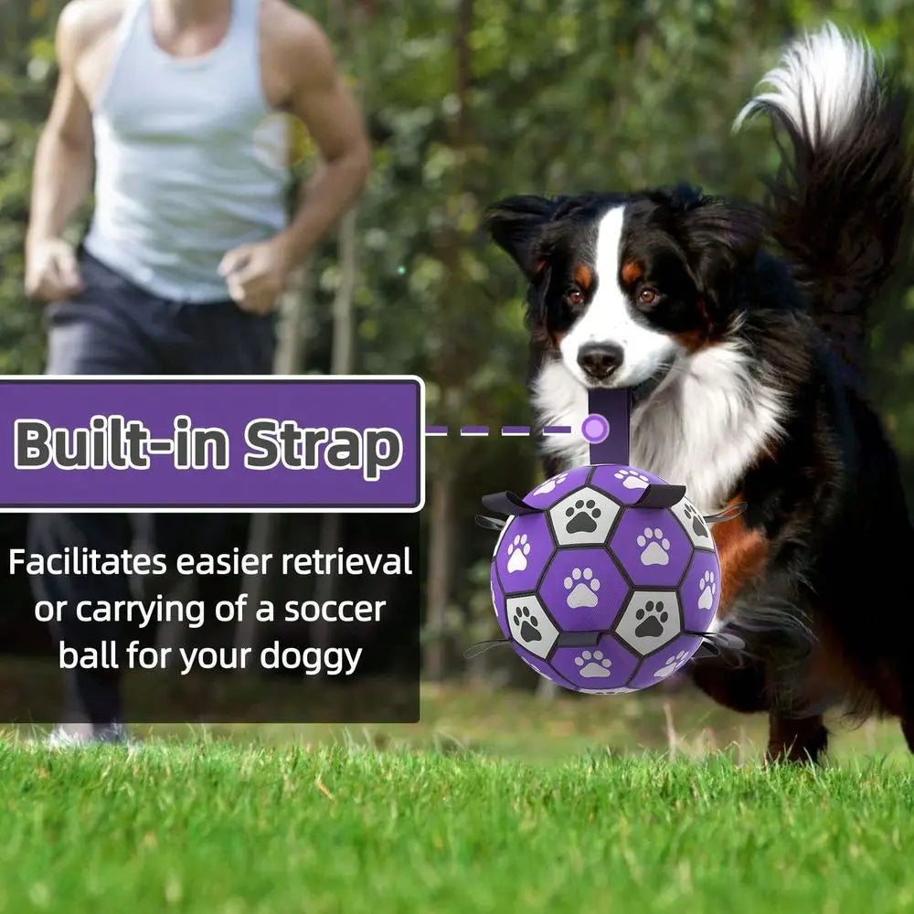 Dog Football Toy With Woven Band Indoor Outdoor Play