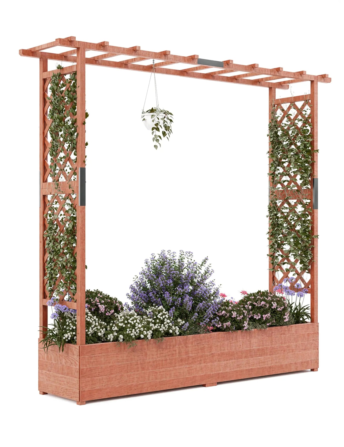 HiMISS Elevated Garden Bed With Trellis Freestanding Planter For Climbing Plants