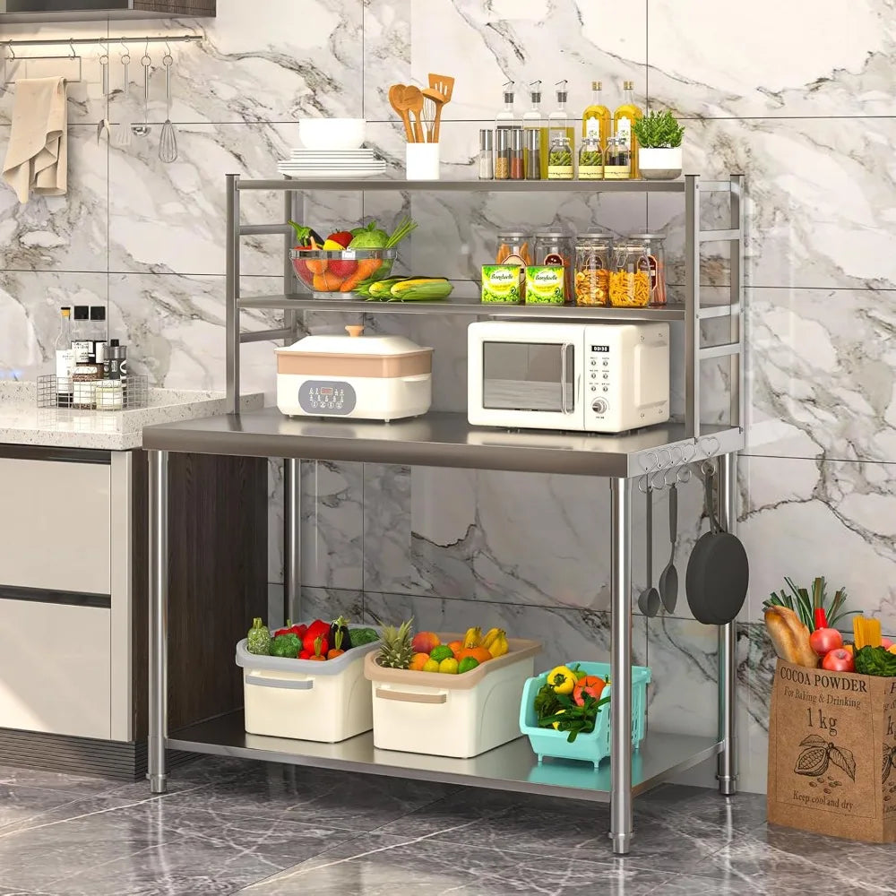 Stainless Steel Prep Table With Two Tier Shelf For Kitchen