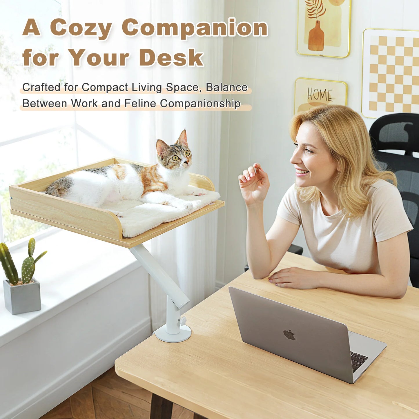 PAWZ Road Cat Desk Bed 360 Rotatable Stand With Adjustable Hammock