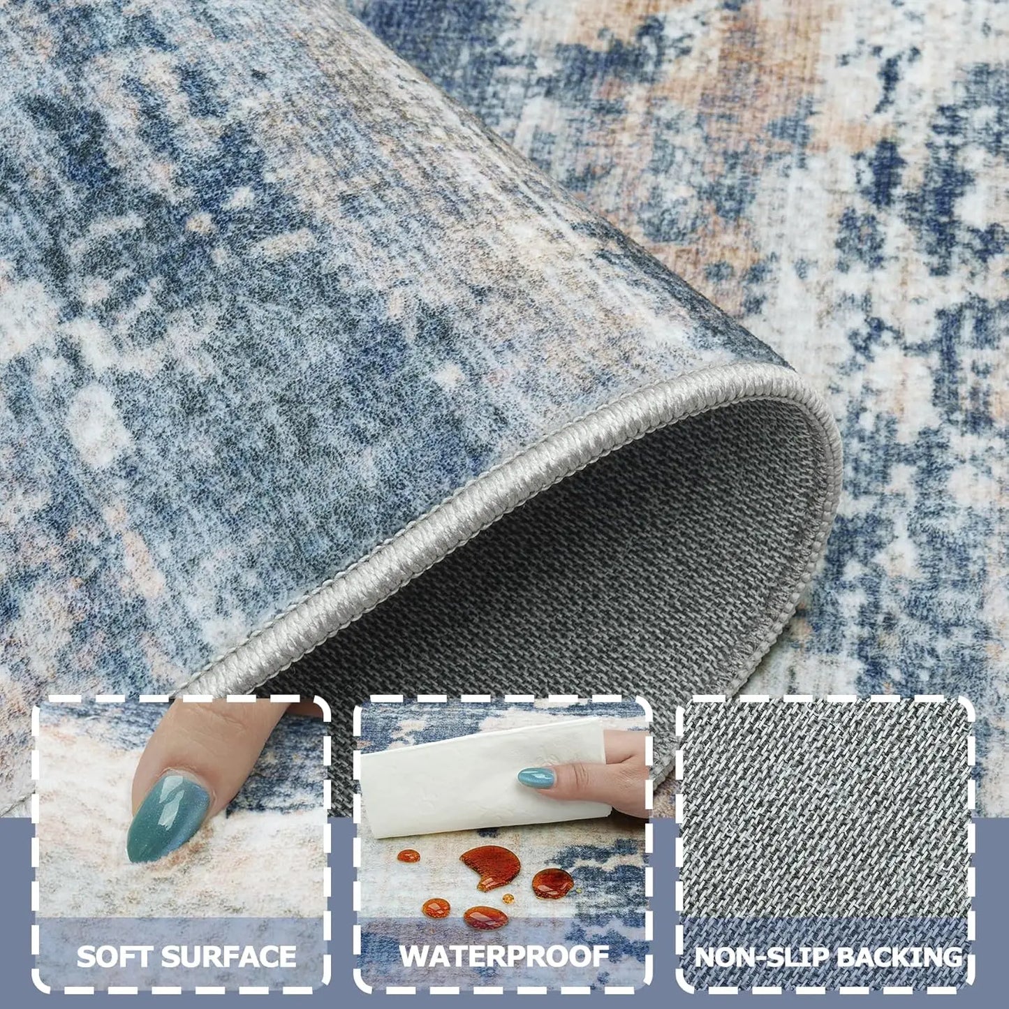 Non Slip Acrylic Area Rug For Living Room And Bedroom Machine Washable