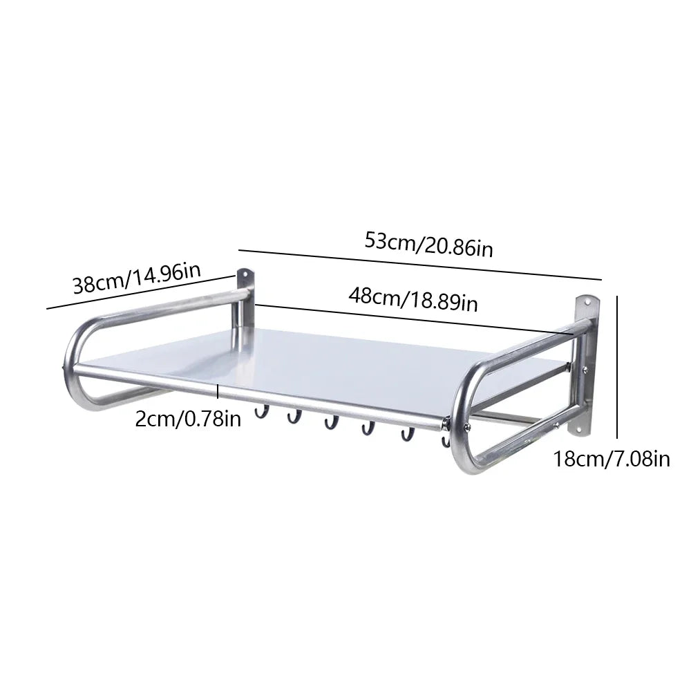 Stainless Steel Microwave Oven Rack Wall Mount Kitchen Shelf