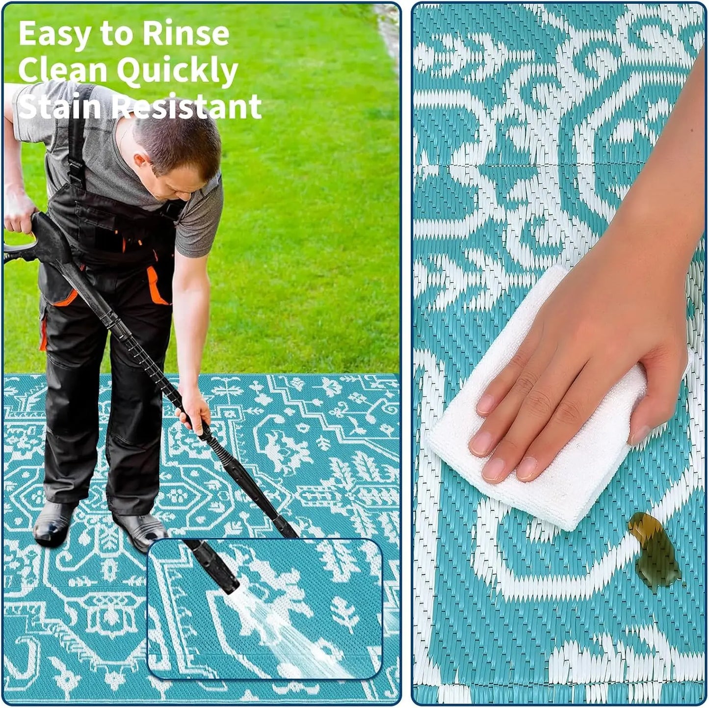 TWISTER.CK Waterproof Outdoor Area Rug Stain Resistant Polypropylene