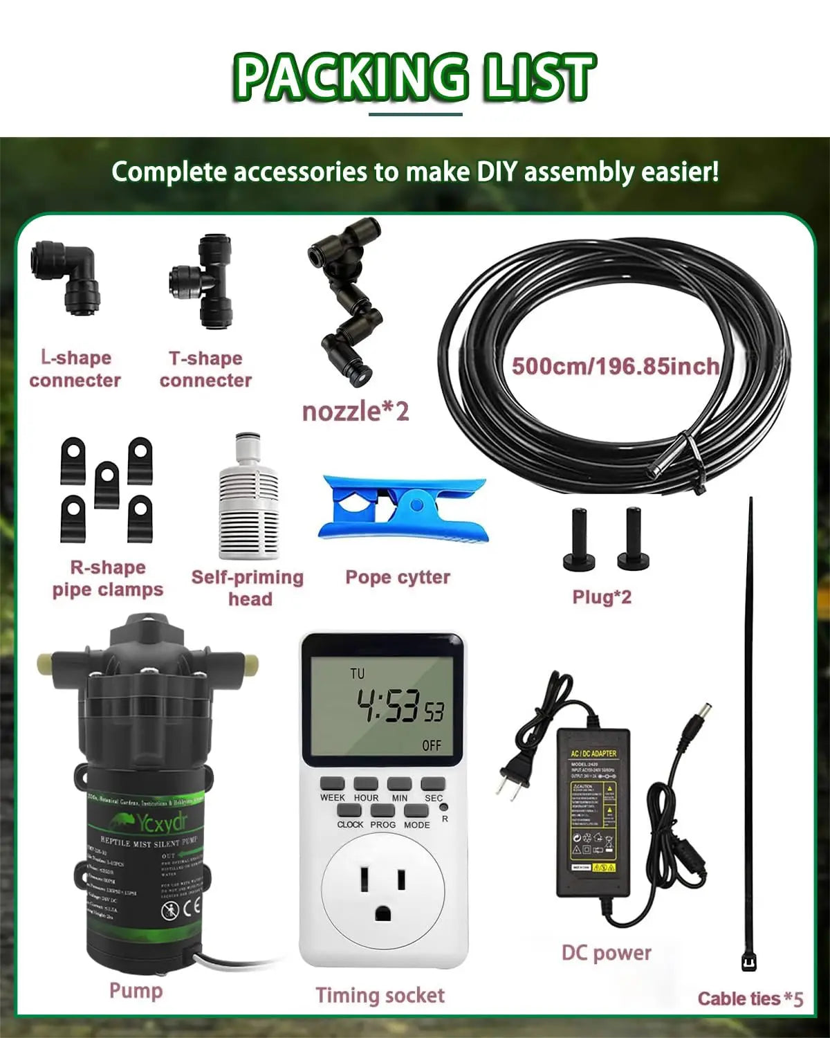 Reptile Fogger Silent Pump Misting System Kit For Terrariums