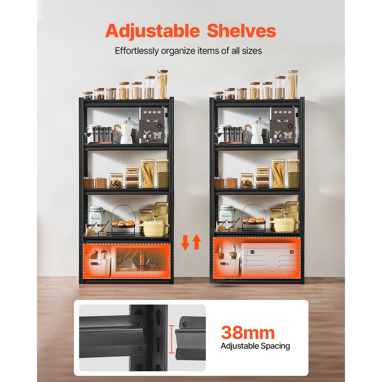 SucceBuy 5-Tier Garage Storage Shelves 2000 Lbs Adjustable Metal Rack