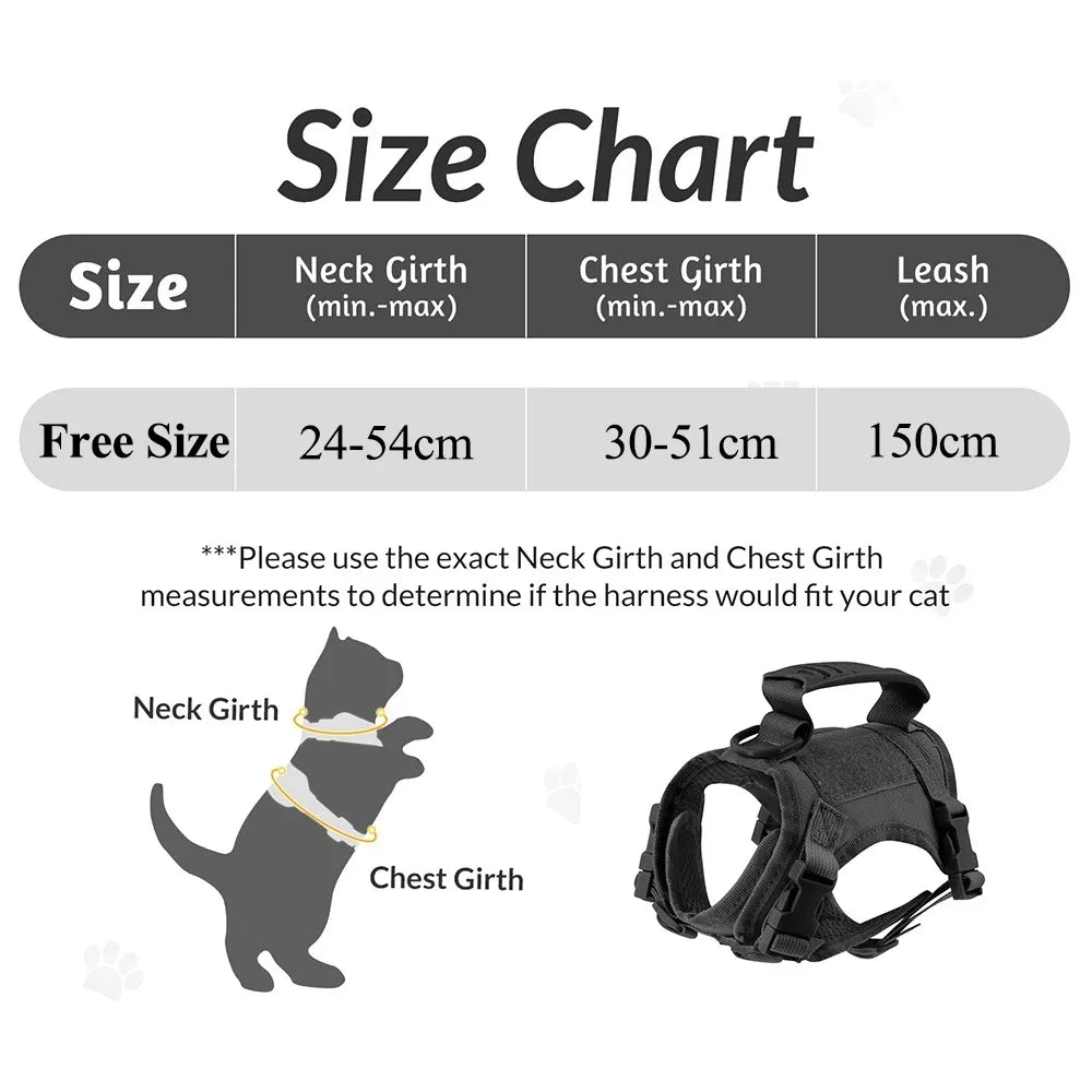 Tactical Cat Harness And Leash Set With Dual Handles Stickers