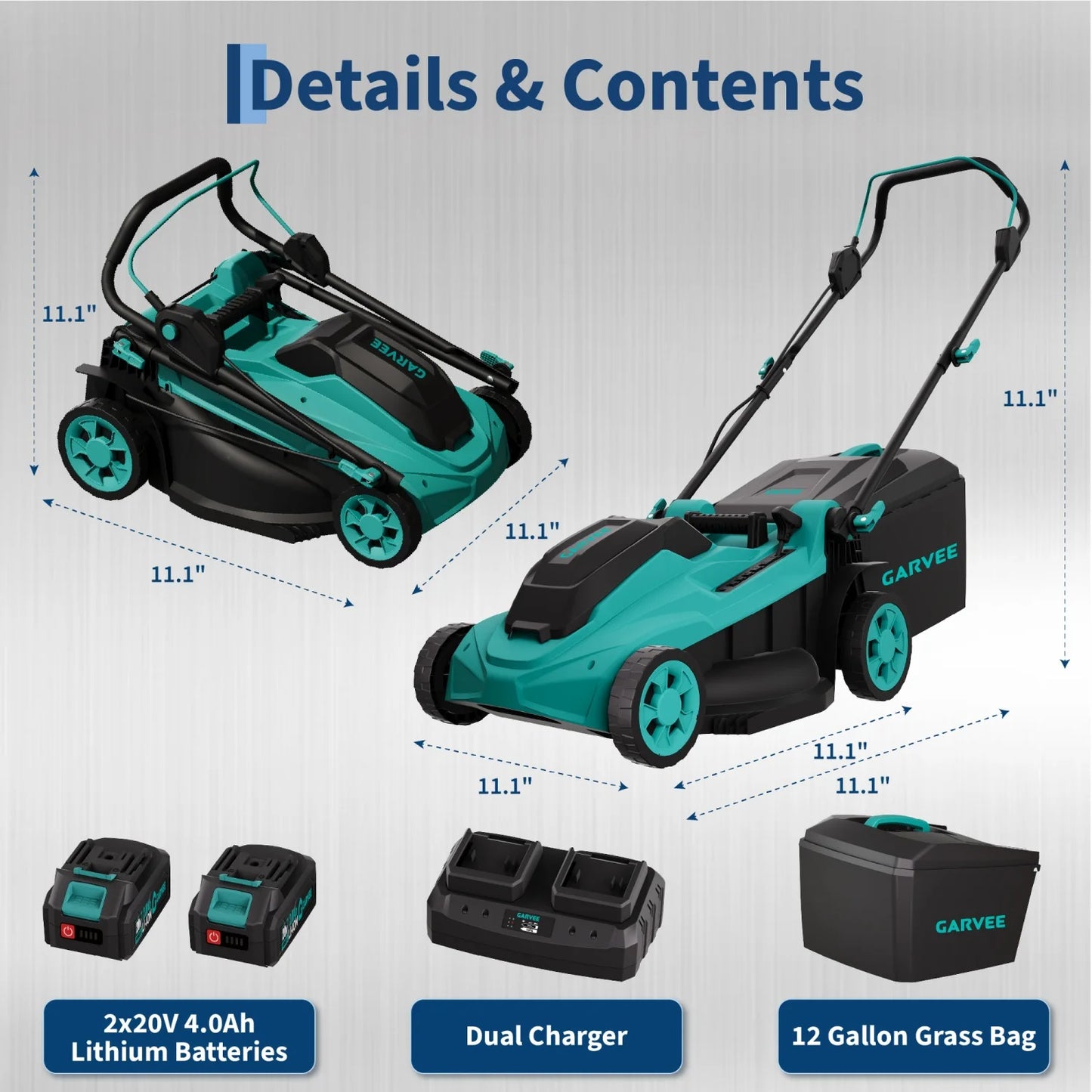 HiMISS Cordless Lawn Mower With 2x20V 4.0Ah Batteries