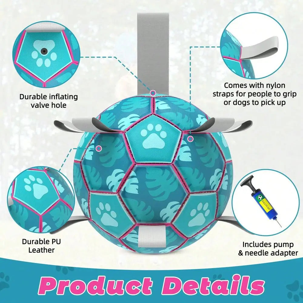 Dog Football Toy With Woven Strap Indoor Outdoor Interactive Ball