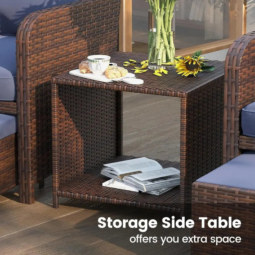 Patio Furniture Set With Hidden Ottoman For Balcony Or Porch