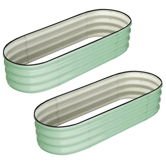 HiMISS Oval Galvanized Raised Garden Bed For Outdoor Use