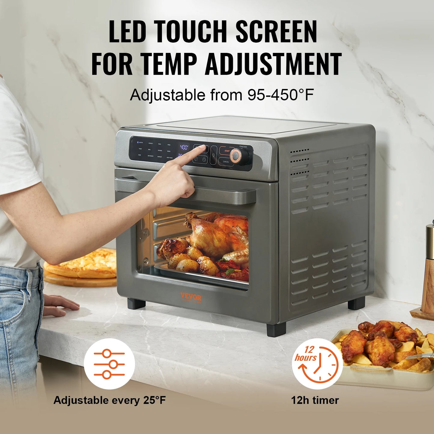 SucceBuy Air Fryer Toaster Oven Convection 1700W Stainless Steel
