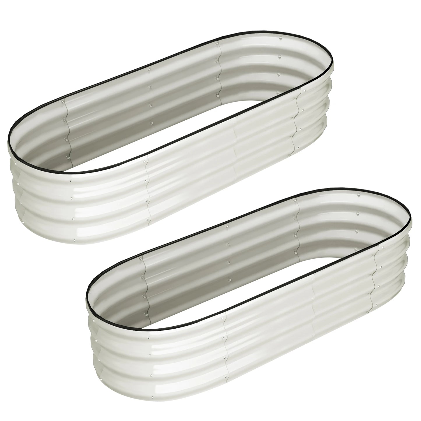 HiMISS Oval Galvanized Raised Garden Bed For Outdoor Use