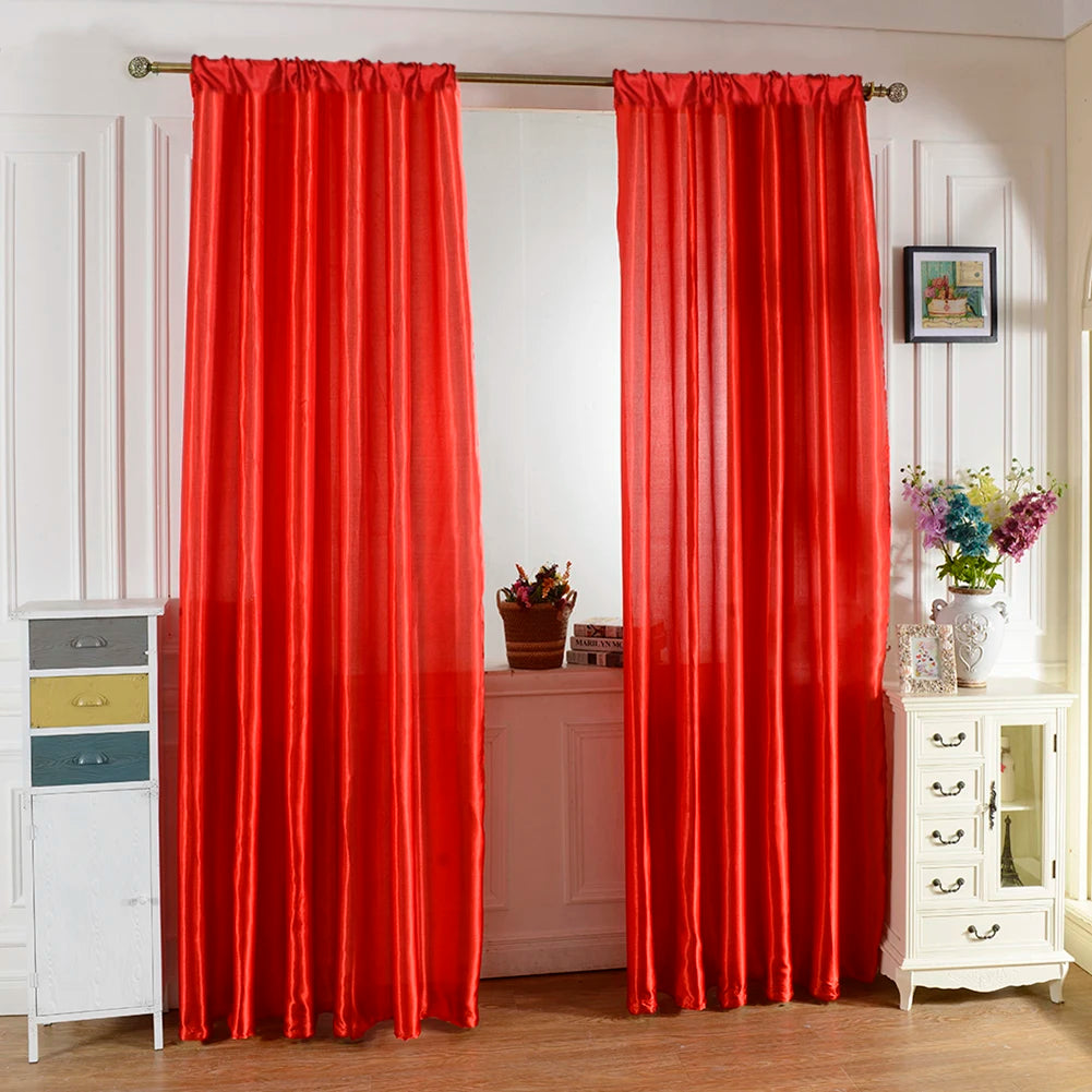 Solid Satin Curtain For Living Room Half Blackout Drape
