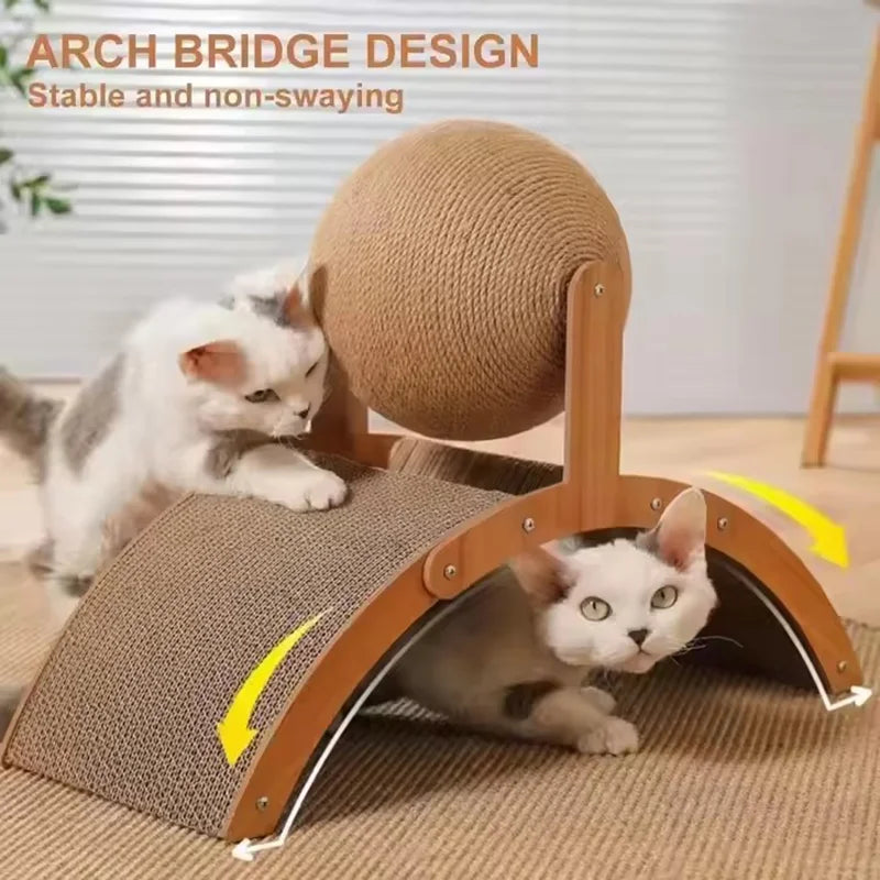 Wooden 2 In 1 Cat Scratcher Ferris Wheel Sisal Ball