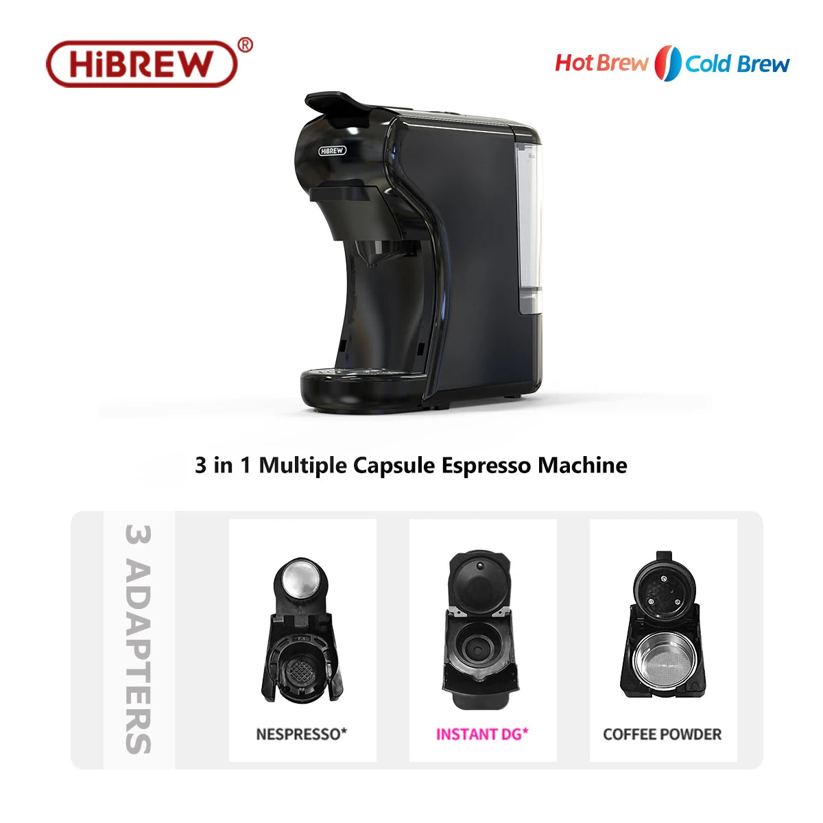 HiBREW 19 Bar 4 In 1 Espresso Coffee Machine Nespresso Dolce Gusto Compatible