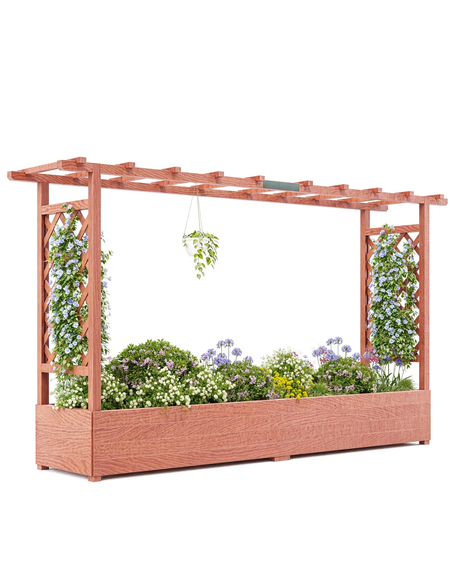 HiMISS Elevated Garden Bed With Trellis Freestanding Planter For Climbing Plants