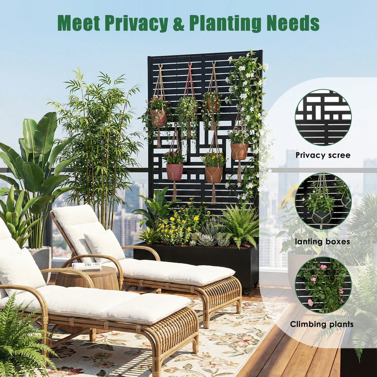 Metal Trellis Raised Garden Bed Planter With Wheels Outdoor