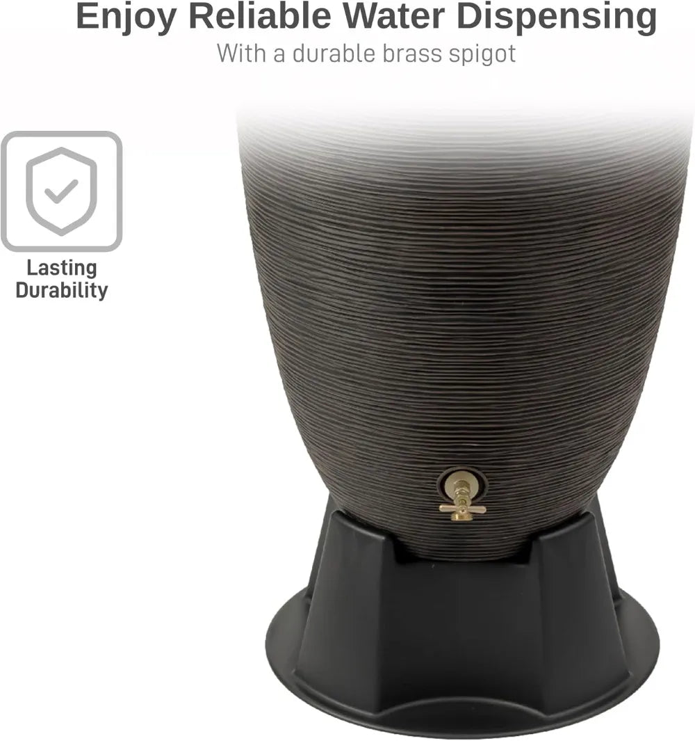 Rain Barrel With Stand Removable Lid And Overflow Nozzle