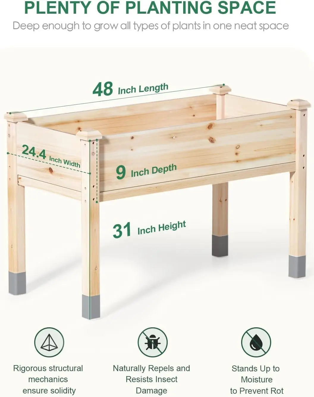 Wooden Raised Garden Bed With Legs For Veggies And Flowers