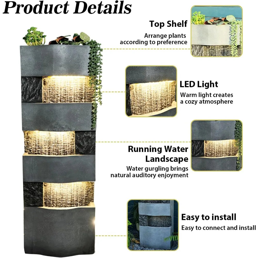 DAFIFY 4-Tier Outdoor Garden Water Fountain With LED Lights