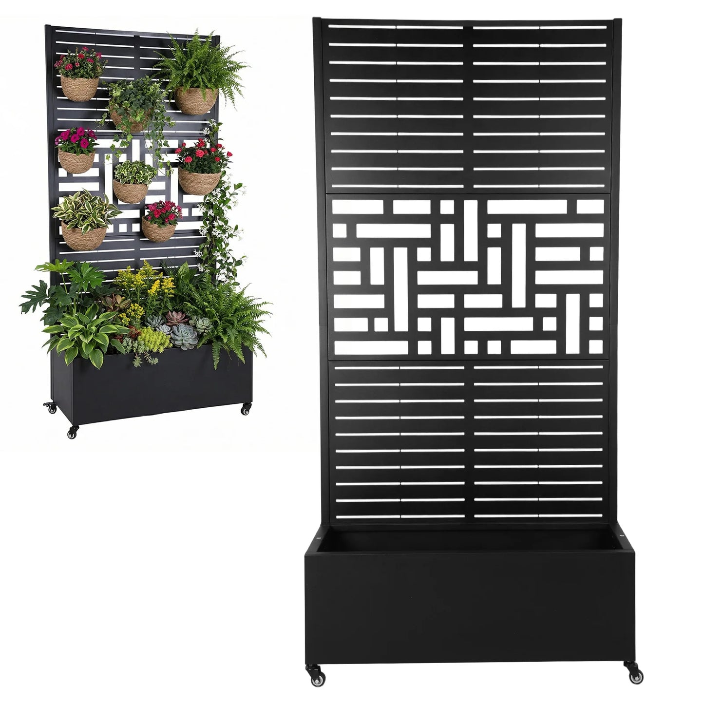 Metal Trellis Raised Garden Bed Planter With Wheels Outdoor