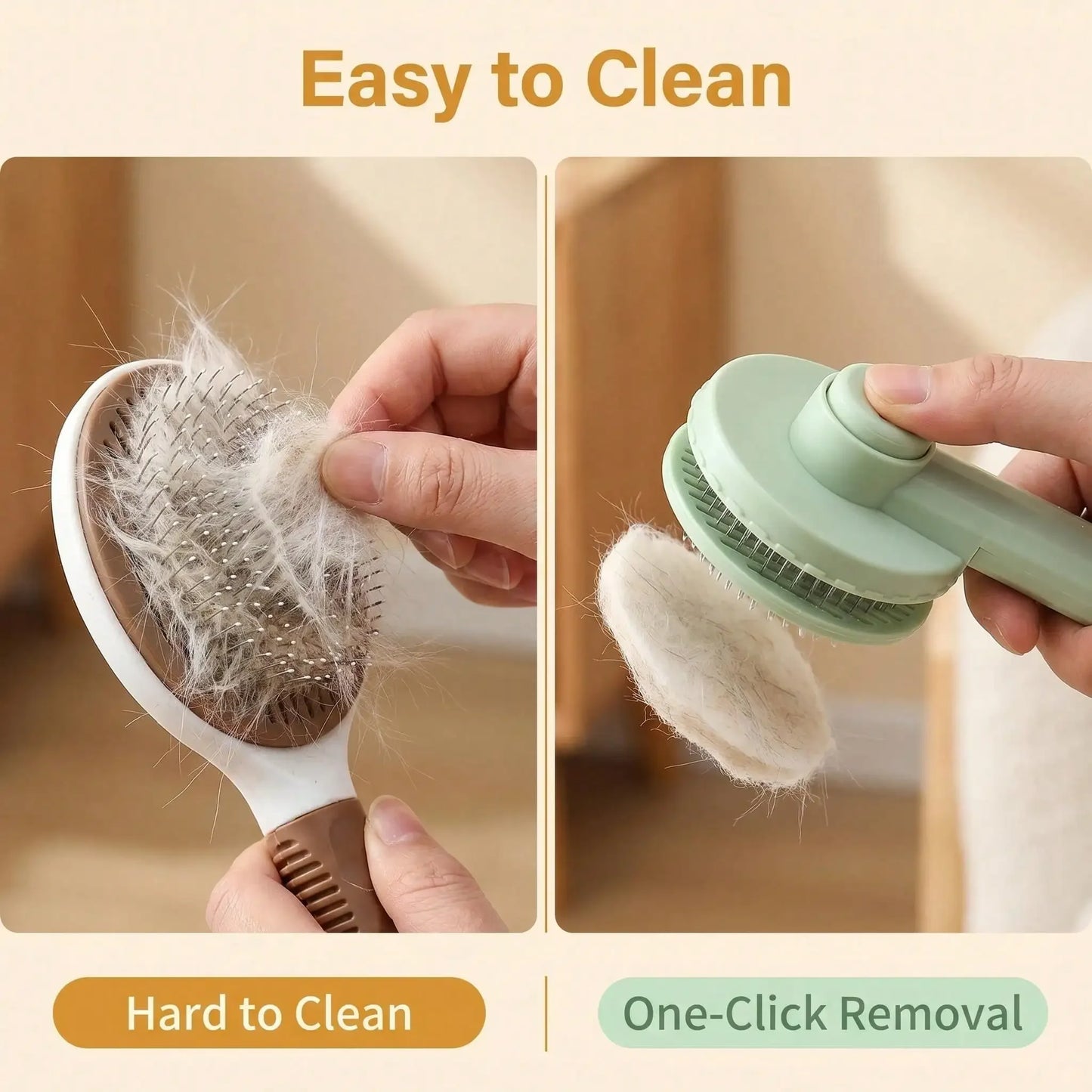 Stainless Steel Pet Comb With Massage Function And Self Cleaning Mechanism