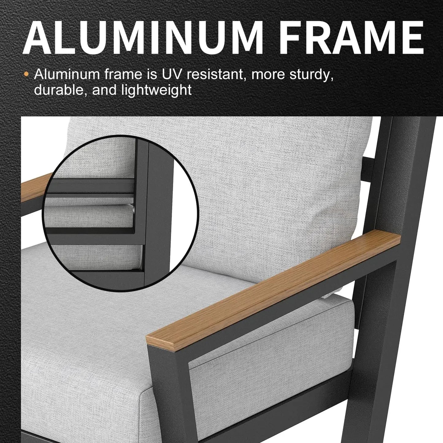 XMSJ Aluminum Outdoor Patio Sofa Set Sectional With Coffee Table