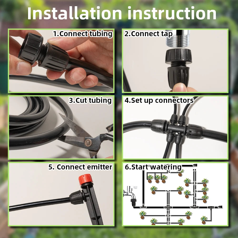 Terrawen Drip Irrigation System Kit With Locking Fittings For Garden