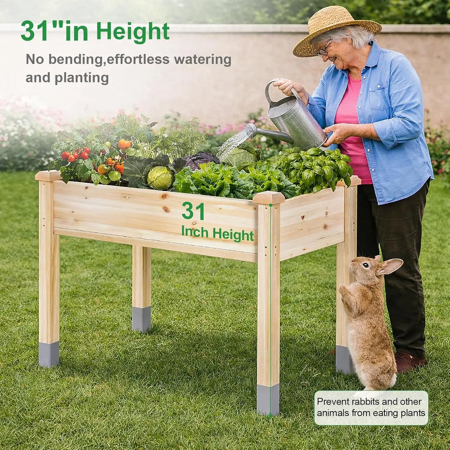 Wooden Raised Garden Bed With Legs For Veggies And Flowers