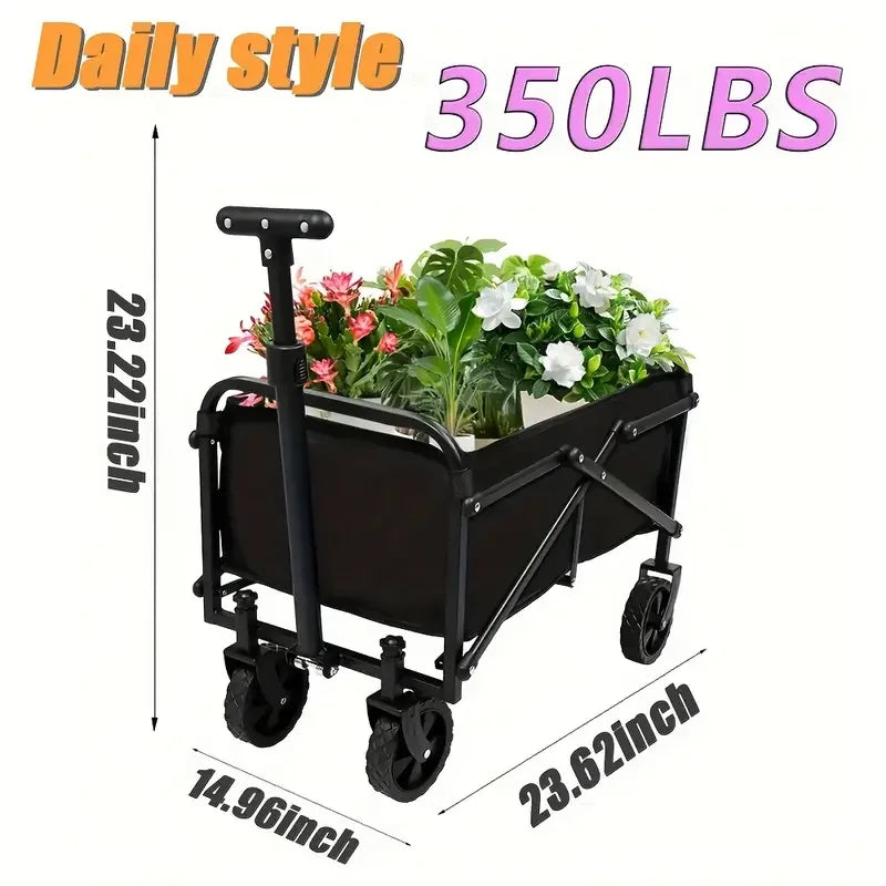 Collapsible Wagon Cart Foldable Beach Wagon All Terrain Wheels Heavy Duty