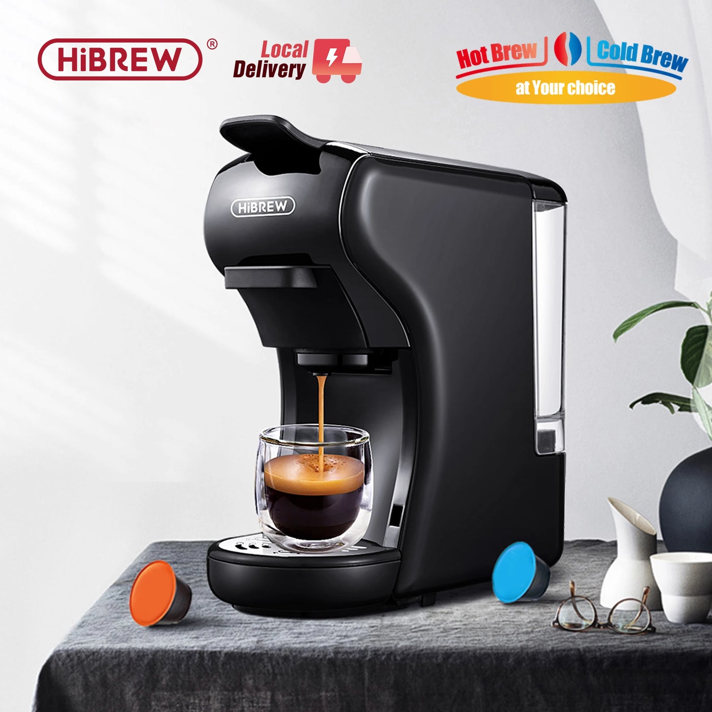 HiBREW 19 Bar 4 In 1 Espresso Coffee Machine Nespresso Dolce Gusto Compatible