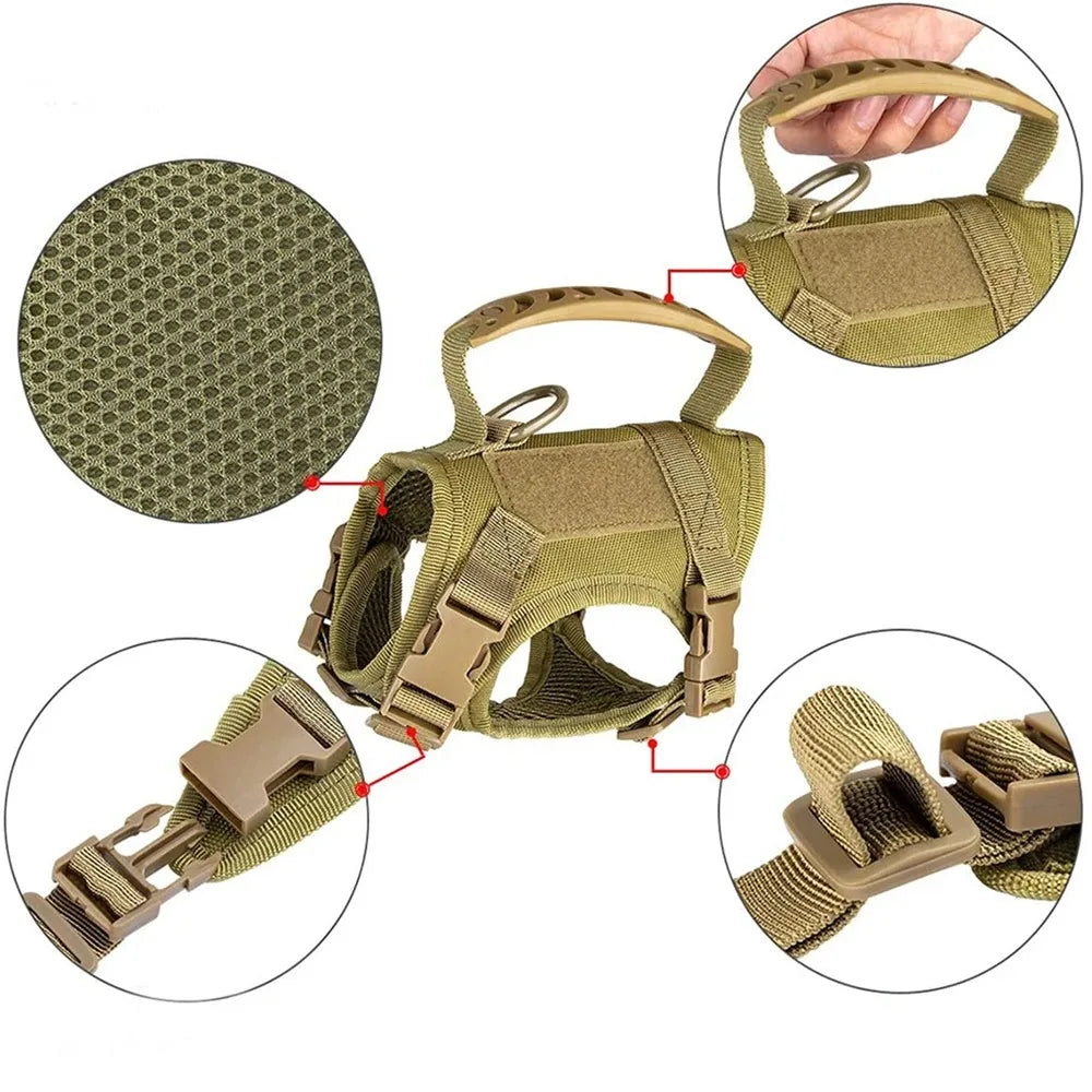 Tactical Cat Harness And Leash Set With Dual Handles Stickers