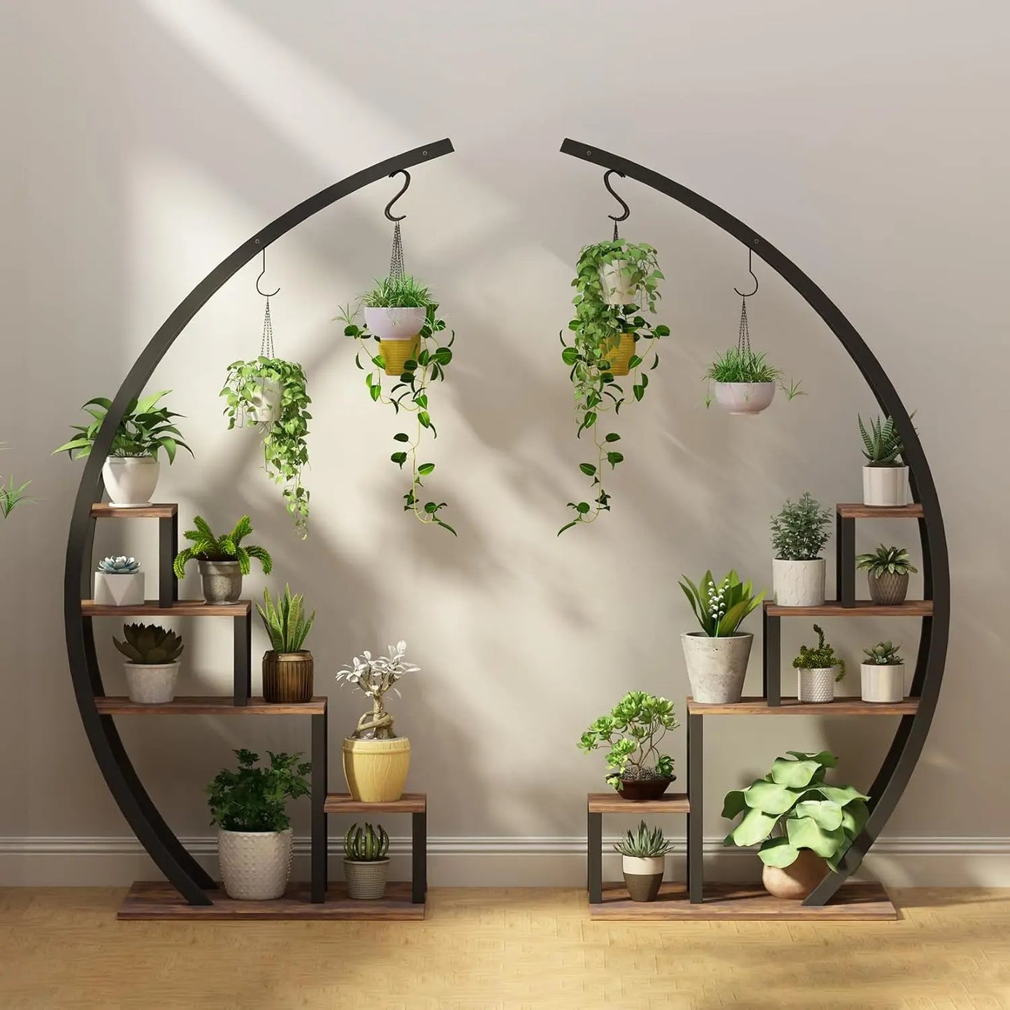TWISTER.CK 5 Tier Metal Half Moon Plant Stand Indoor Garden Shelf