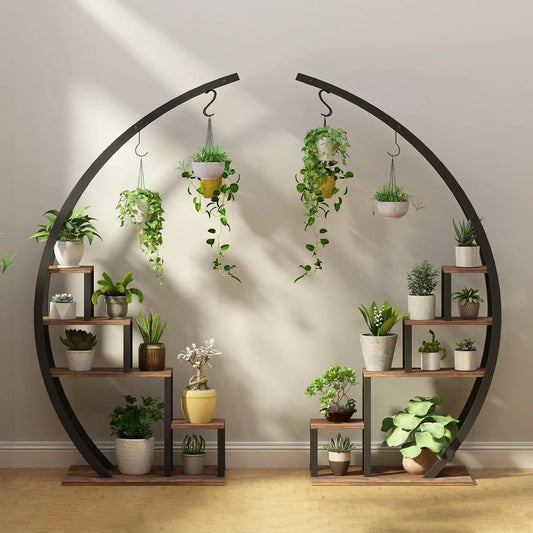 TWISTER.CK 5 Tier Metal Half Moon Plant Stand Indoor Garden Shelf