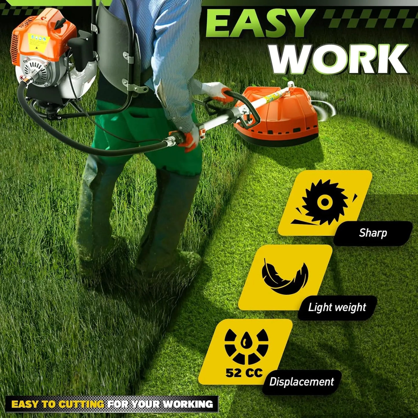 Gas Powered 3 In 1 Backpack Trimmer Cutter Weed Wacker