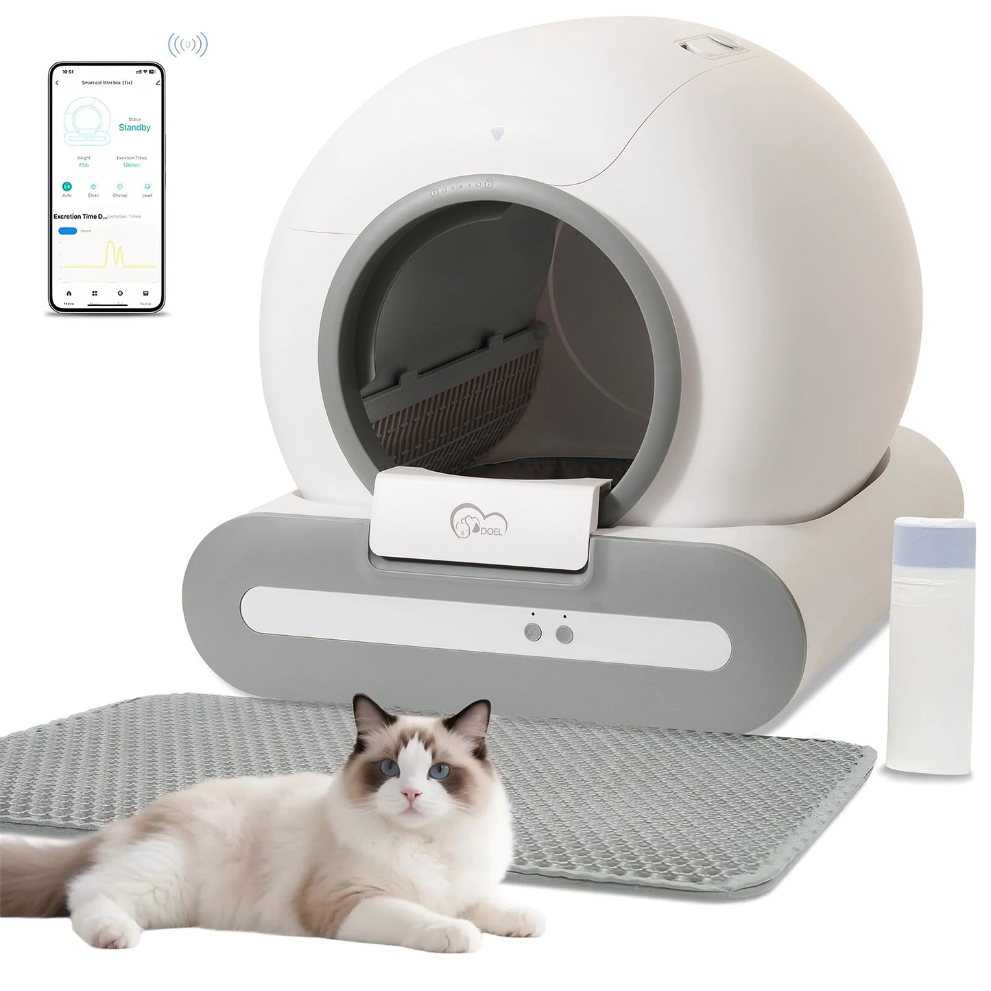 DOEL Self Cleaning Cat Litter Box With App Control 2.4G WiFi
