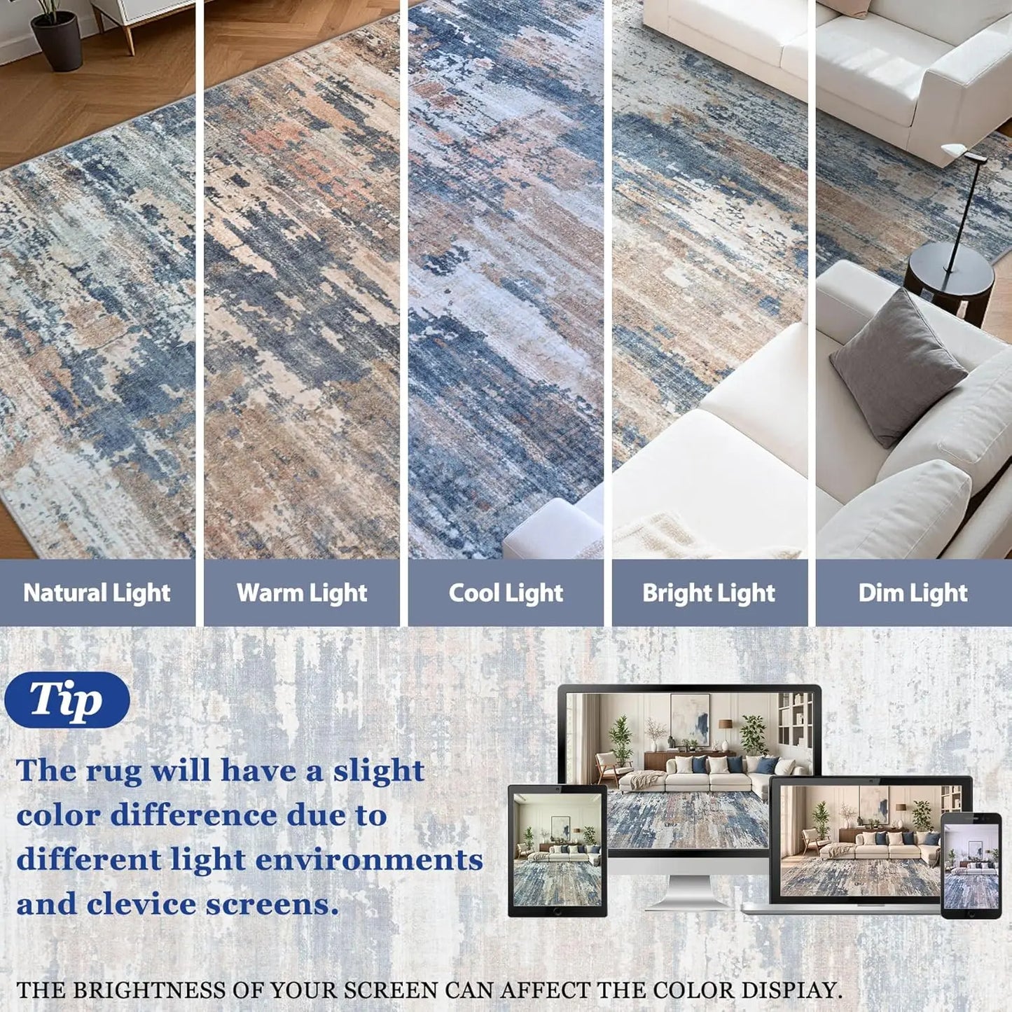 Non Slip Acrylic Area Rug For Living Room And Bedroom Machine Washable